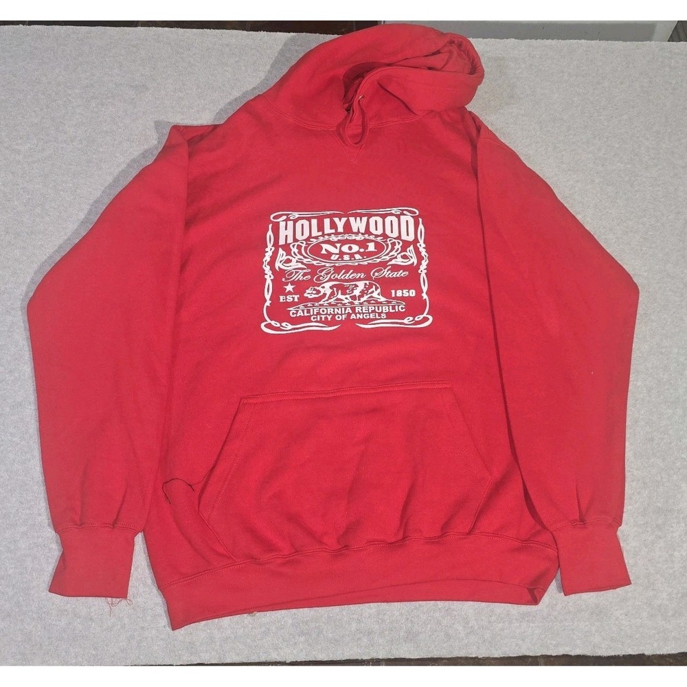 FREEWAY EXCHANGE Red Hollywood The Golden State Pullover Hoodie Plus XL NWOT